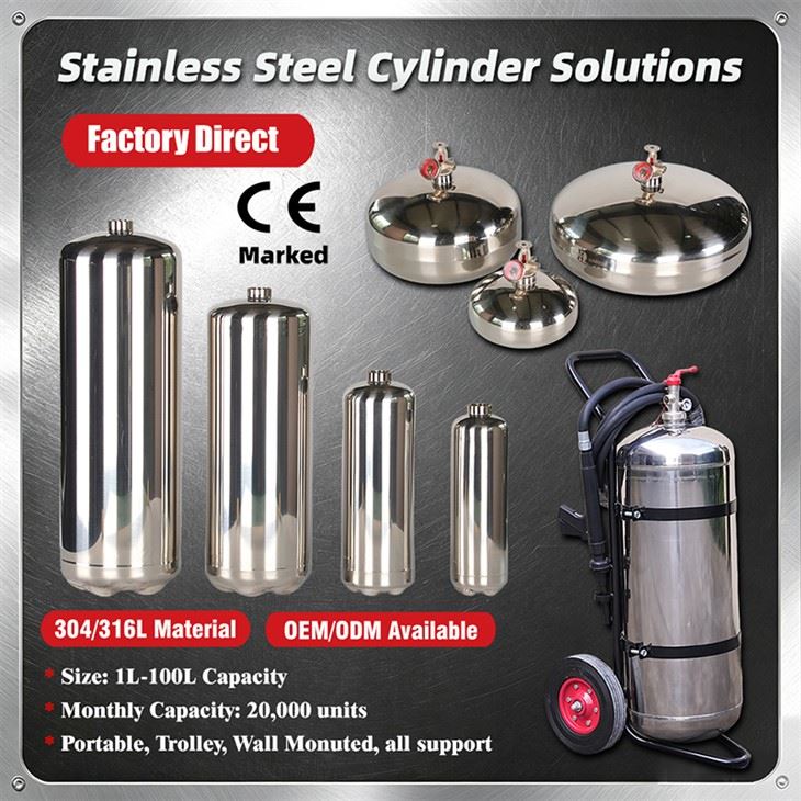 Empty Stainless Steel Fire Extinguisher Cylinder