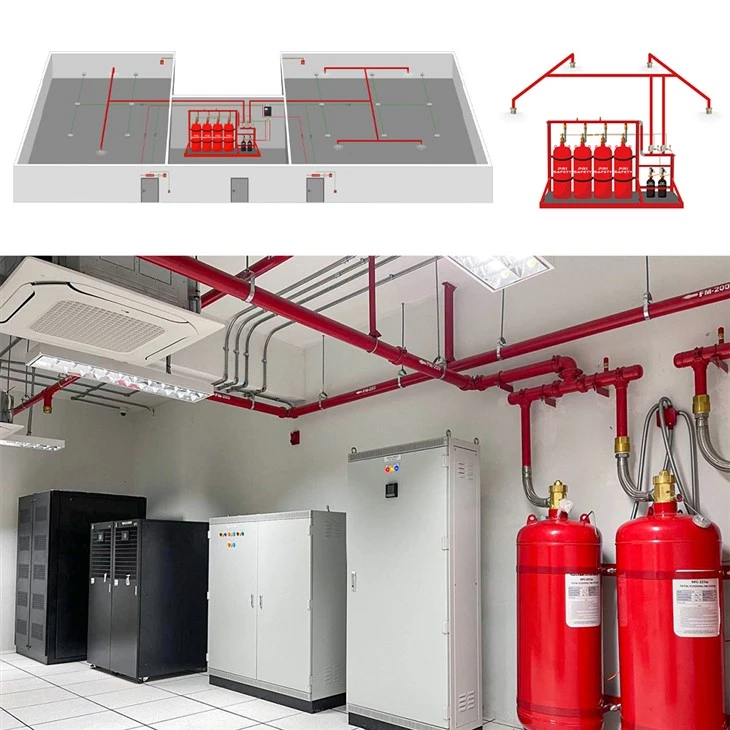 NFPA Data Center Fire Protection High Pressure Water Mist Fire System FK5112 FM200 Fire System With VESDA Detection For Server & Battery Room manufacturers